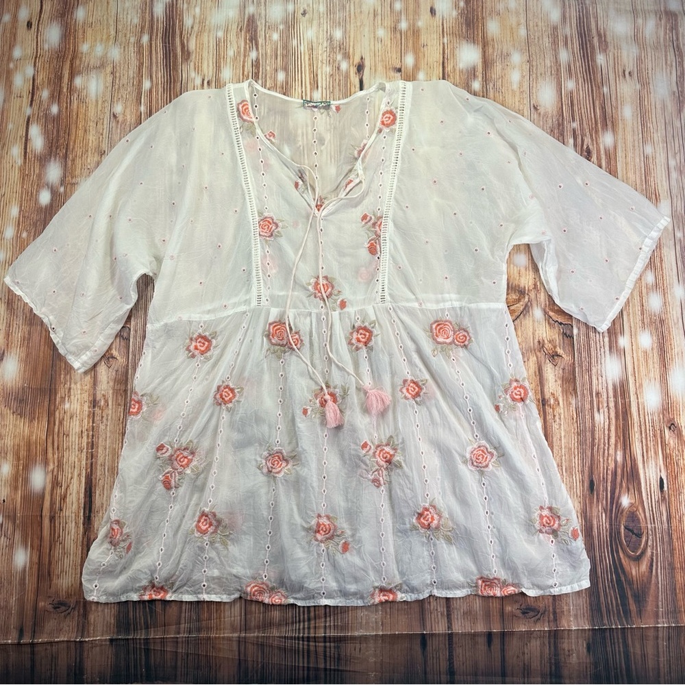 Johnny Was Nova Floral Embroidered Top 
Style # C12919-3